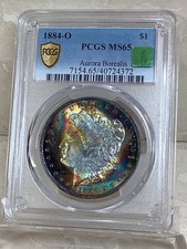 1884 o morgan silver dollar ms65 RAINBOW TONED GEM AURORA BOREALIS VIDEO