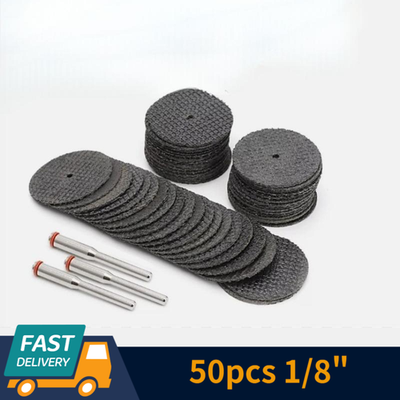 #ad 50pcs 1 8quot; Mandrel Fiberglass Reinforced Dremel Cut Off Wheel Rotary Discs Saw $6.59