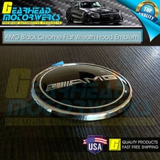 Universal Amg Front Black Hood Emblem For Mercedes Benz 57mm Adhesive Badge