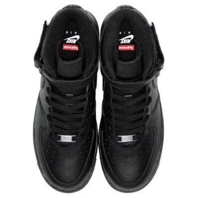 Size 9 - Supreme x Nike Air Force 1 Mid Box Logo - Triple Black