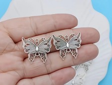 Antique Silver Pewter Butterfly Charms Pendant 14x18mm Set of 10