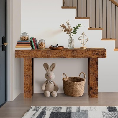 Farmhouse Console Table 63'' Rustic Wood Sofa & Entryway Table for Living Room