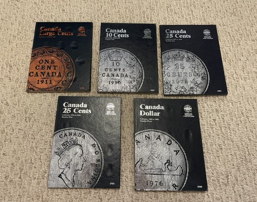 Whitman Canadian Folders Lot of 5: Cents, Dimes, Quarters and Dollars