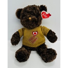 Dan Dee Teddy Precious Valentines Hugs Kisses Sweater Brown 16" Plush Teddy Bear