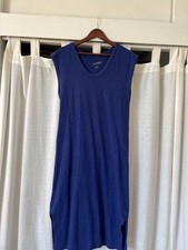 Universal Thread Blue Knit Midi T-Shirt Dress - Sleeveless with Side Slits