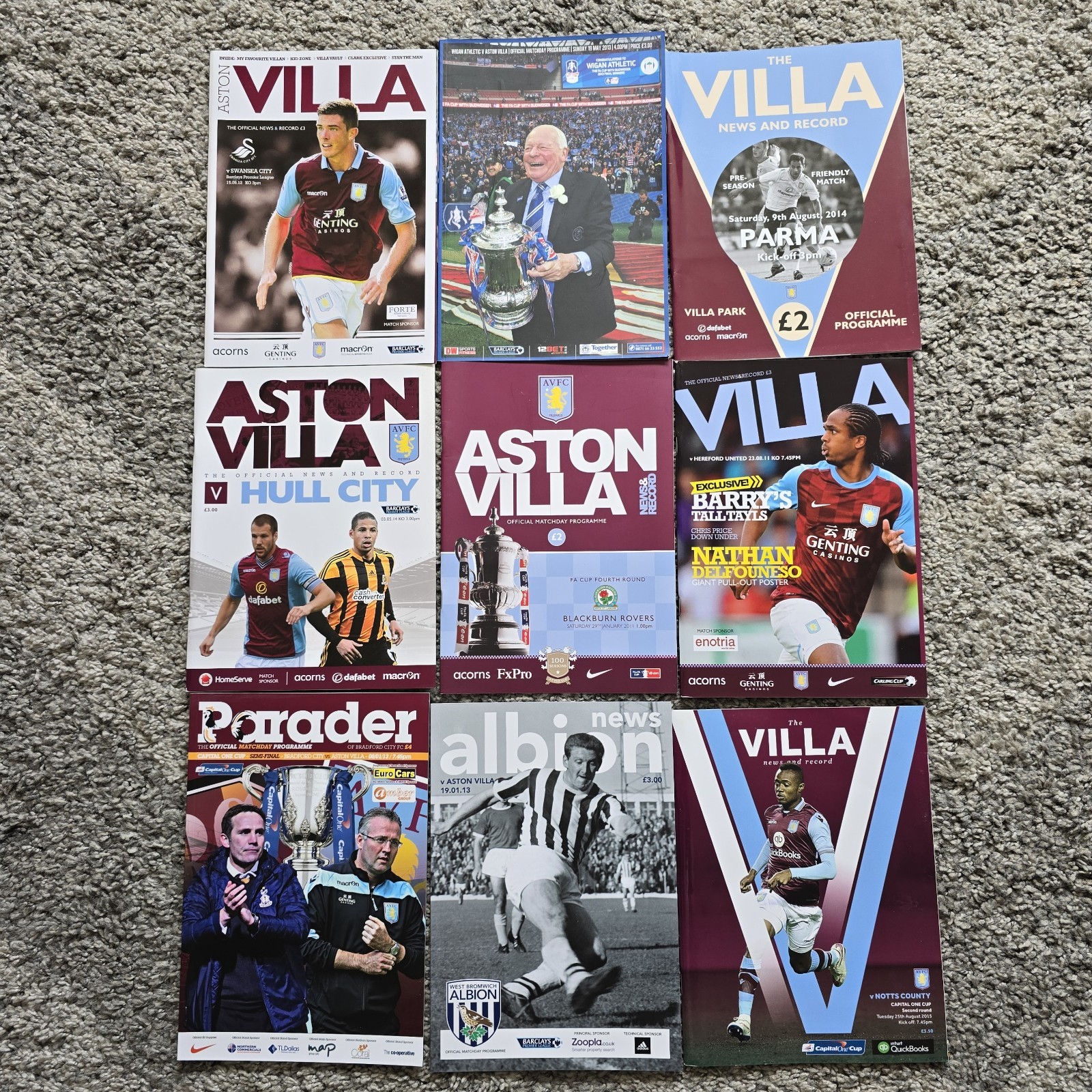 Lot of 9 Aston Villa Football Game Programmes Sports Memorabilia Collectable L5