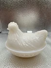 Vintage Chicken On Nest White Milk Glass
