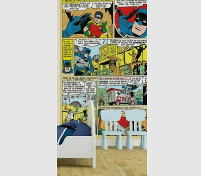 Große Fototapete Batman Robin Comic Strip Kunst DC Cartoon Tapete Retro Schlafzimmer
