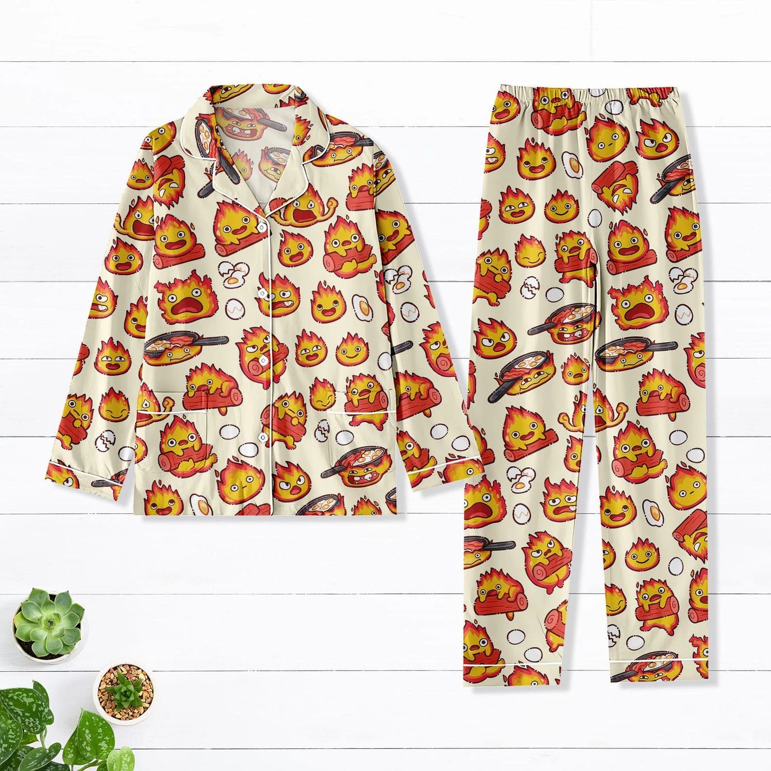 Kawaii Fire Character PJs, Anime Loungewear Set