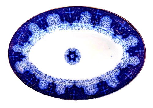Anti 12 1/8" Utzschneider and Co German Flow Blue "Persian Moss" Serving Platter