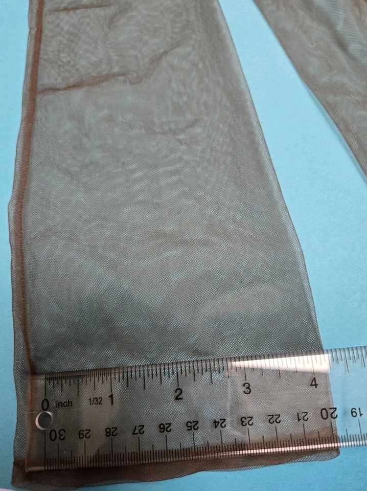 Vtg 1950- 60"s 24" Long Sheer Brown Women's Opera Gloves Faux Pearl Buttons - Image 4 of 4