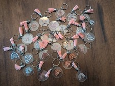 Inspirational Acrylic Rainbow Lot of 30 Pink Tassel Keychains Bag Charms