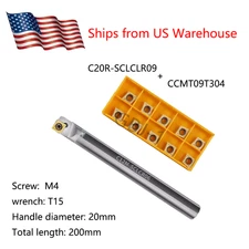 20mm C20R-SCLCR09 Tungsten steel Boring Bar tool Solid Carbide+10pcs CCMT09T304