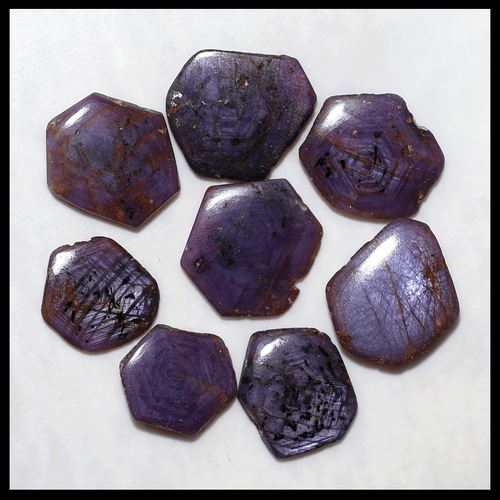 Lote de 8 piedras preciosas de zafiro estrella trapiche natural 13 mm-16 mm asterismo estrella hexagonal ~ - Imagen 7 de 11