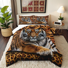 Tiger 3D Comforter Set Queen - Wild Animal Bedding for Kids  Teens