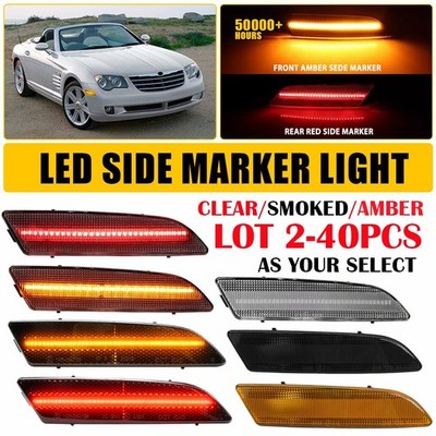 2-40X Smoke Front Rear Bumper Side Marker Light For 2004-2008 Chrysler Crossfire