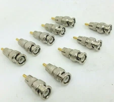 10 PACK BNC Male RCA Male Coupler Adapter Connector CCTV Camera Cable - Gold Tip