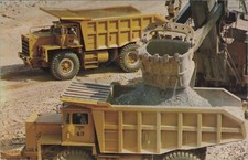 Santa Rita New Mexico dump trucks mining open pit copper mine postcard A745