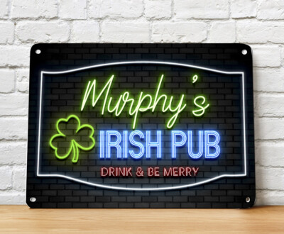 Personalisiert BAR Zeichen - Metall A4 Schild, Irisch Pub Paddys Tag Heim