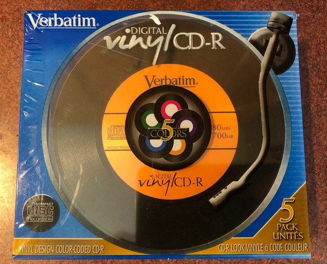 Verbatim Digital Vinyl CDR 5 Pack Color w/ Cases Blank Media New