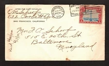 Postal Cover - San Francisco - 1930 - Mailed to Fred O. Scherf - with Letter