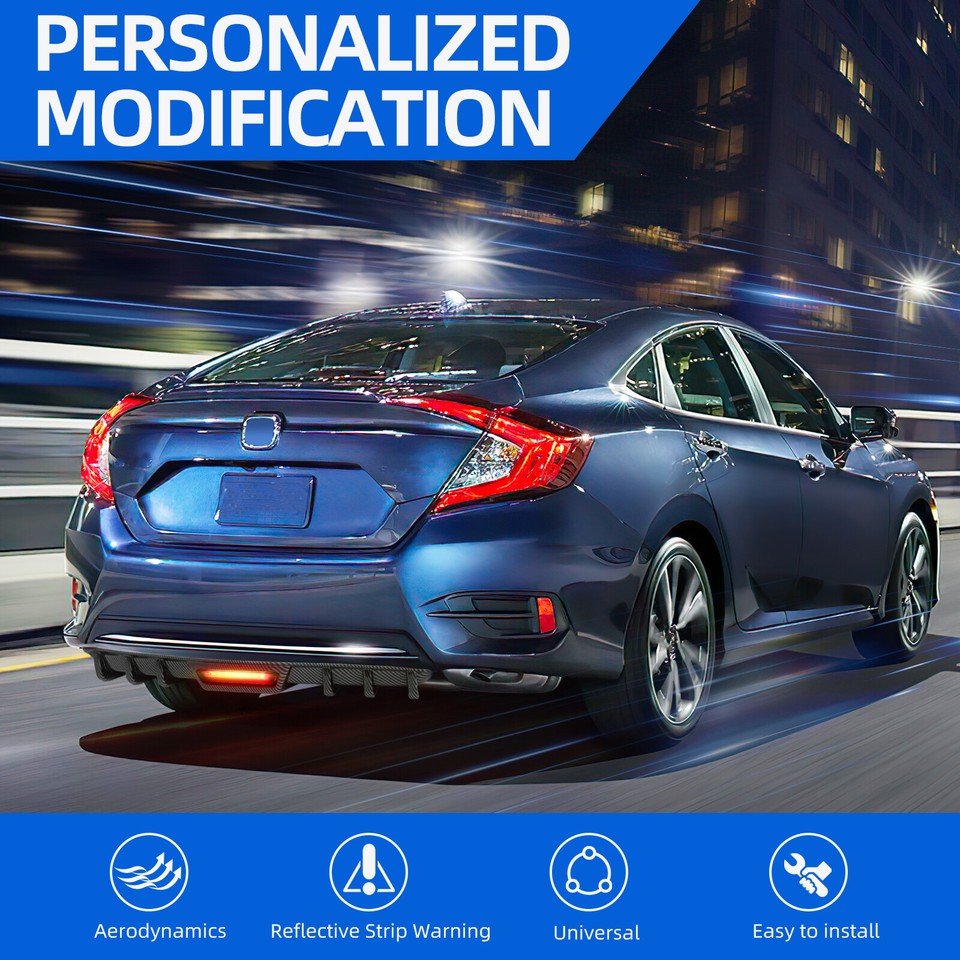 For Ford Focus ST225 MK2 Shark Fin Rear Diffuser Bumper Spoiler Lip w ...