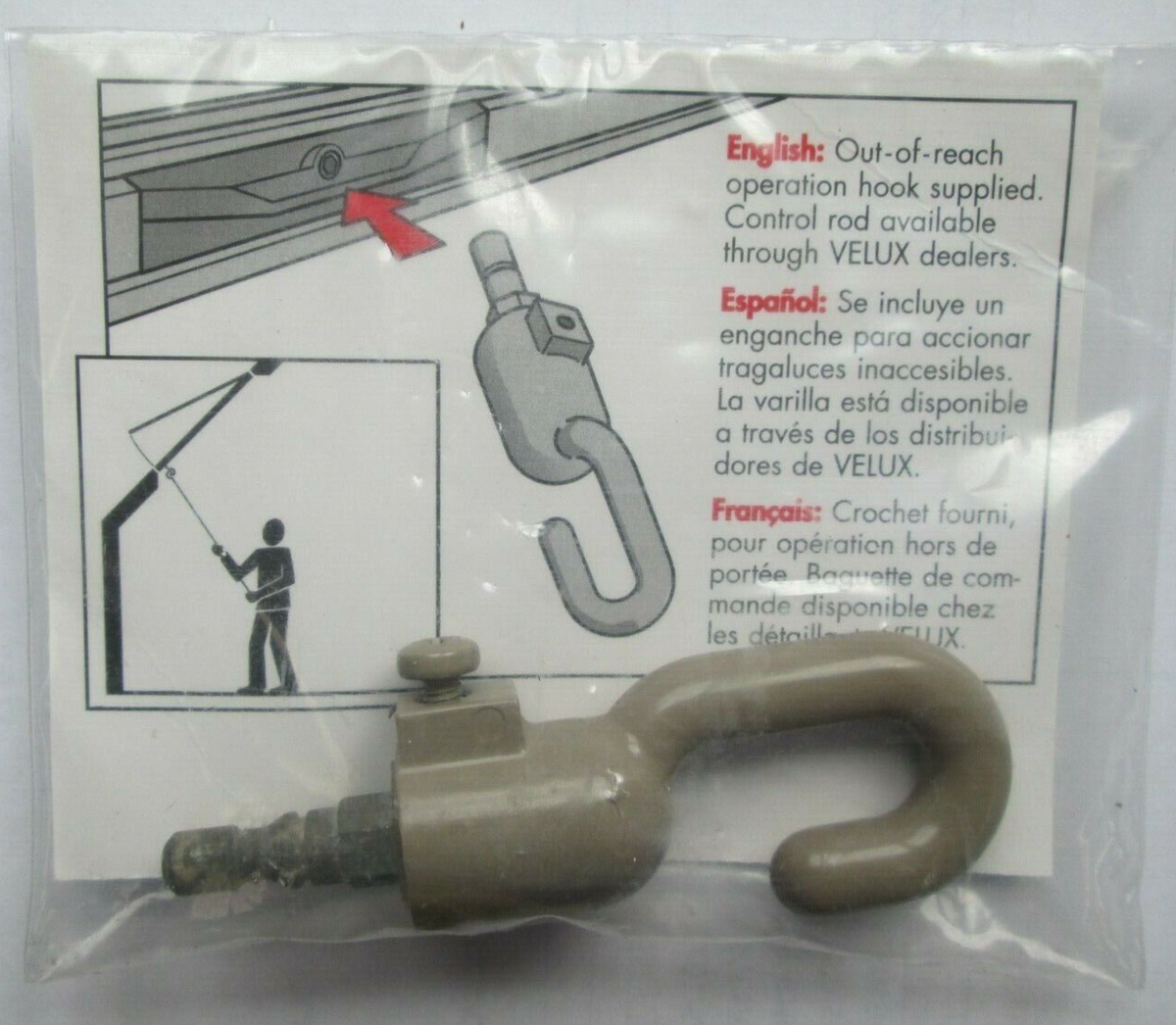 VELUX SKYLIGHT ZOZ-031 J HOOK VENTING SCISSOR 017690 HEX ADAPTOR