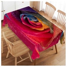 Rose Table Cover Colorful Rose Flowers With Water Drops 50x72 Inch Table Cloth K