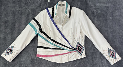 Cowgirl Show Jacket M White Sequin Rhinestone Western Vintage Berry Fit