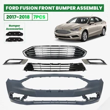 Front Bumper Cover Assembly Grille Grill Kit For 2017 2018 Ford Fusion W/Bracket