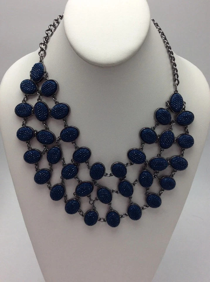 $42.50 Collar M.haskell Tono Hematita Azul Ovalado Cuentas Distintivo MH 48 Foto 3 de 4