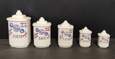 SERIE 5 POTS A EPICES FAIENCE NUMEROTE  ANCIEN  ART DECO