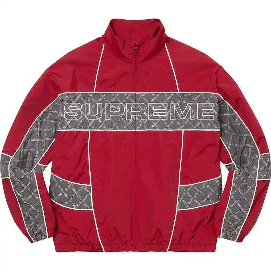 Veste de piste panneau Supreme Jacquard rouge homme M FW22 AUTHENTIQUE