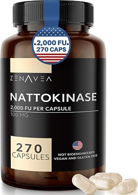  Zenavea Nattokinase Supplement - 2000 FU, 270 Caps (9 Months Supply) 