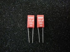 Wima MKS-2i 1.0uF 100V Metallized Polyester Film Capacitor  NEW  Qty.2