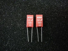 Wima MKS-2i  1.0uF  100V Metallized Polyester Film Capacitor **NEW** Qty.2