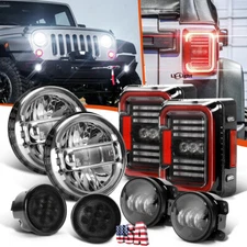 Newest Combo For Jeep JK 07-18 Front 7" Headlight&Fog&Turn Signal&Tail Light 8pc