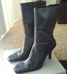 brown mid length boots