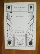 Into His Presence E A Hovdesven Belwin 1527 1956 SAB