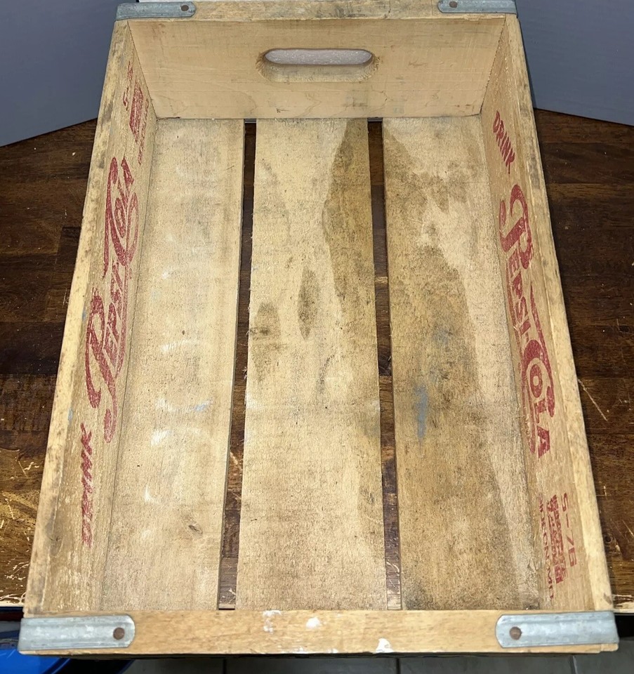 Vintage Pepsi Wooden Soda Box From Gideon Mo. Blue & RedMade In May