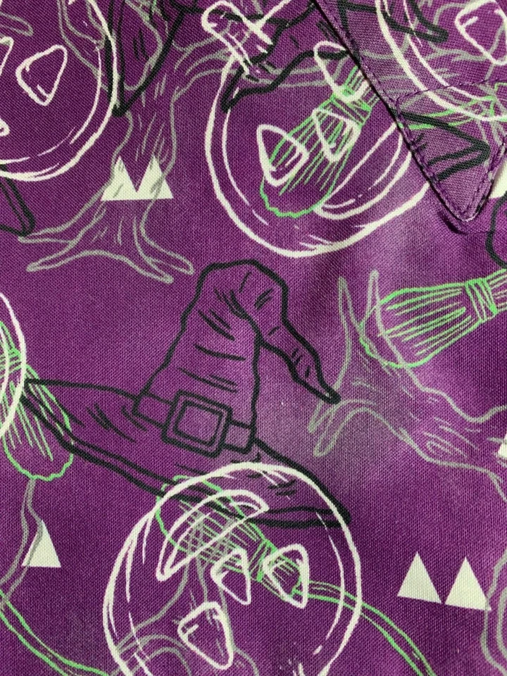 TAFFORD SCRUB TOP SIZE XS HALLOWEEN AFRAID OF THE DARK-PURPLE NWT PUMPKIN WITCH - Image 3 of 4