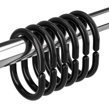 Black Shower Curtain Hooks Rings 24 Pcs Plastic Shower Curtain Rings Plastic ...