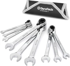 Reversible Ratcheting Combination Wrench Set, SAE, 9-Piece, Open End Spanner wit