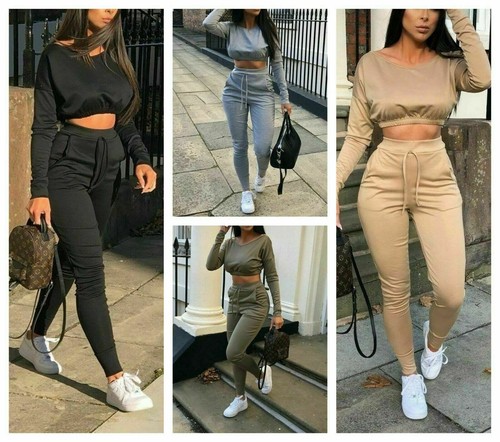 Señoras Co Ord Crop Top Pantalones Conjunto Traje De Chándal para mujer 2  un. Loungewear la venta!!! | eBay