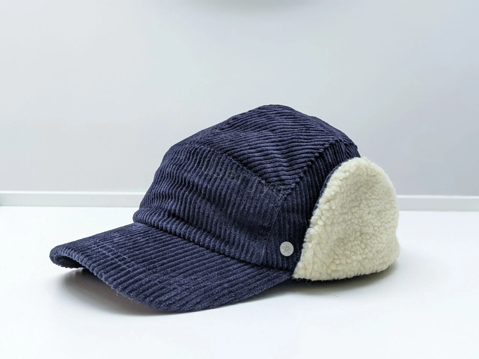 Paul Smith Men's Navy Corduroy Shearling Cap Trapper Hat Size: Medium RRP