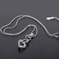 Halskette Kette Mit Triple Herz Love Heart Infinity Edelstahl AnhäNger Strass