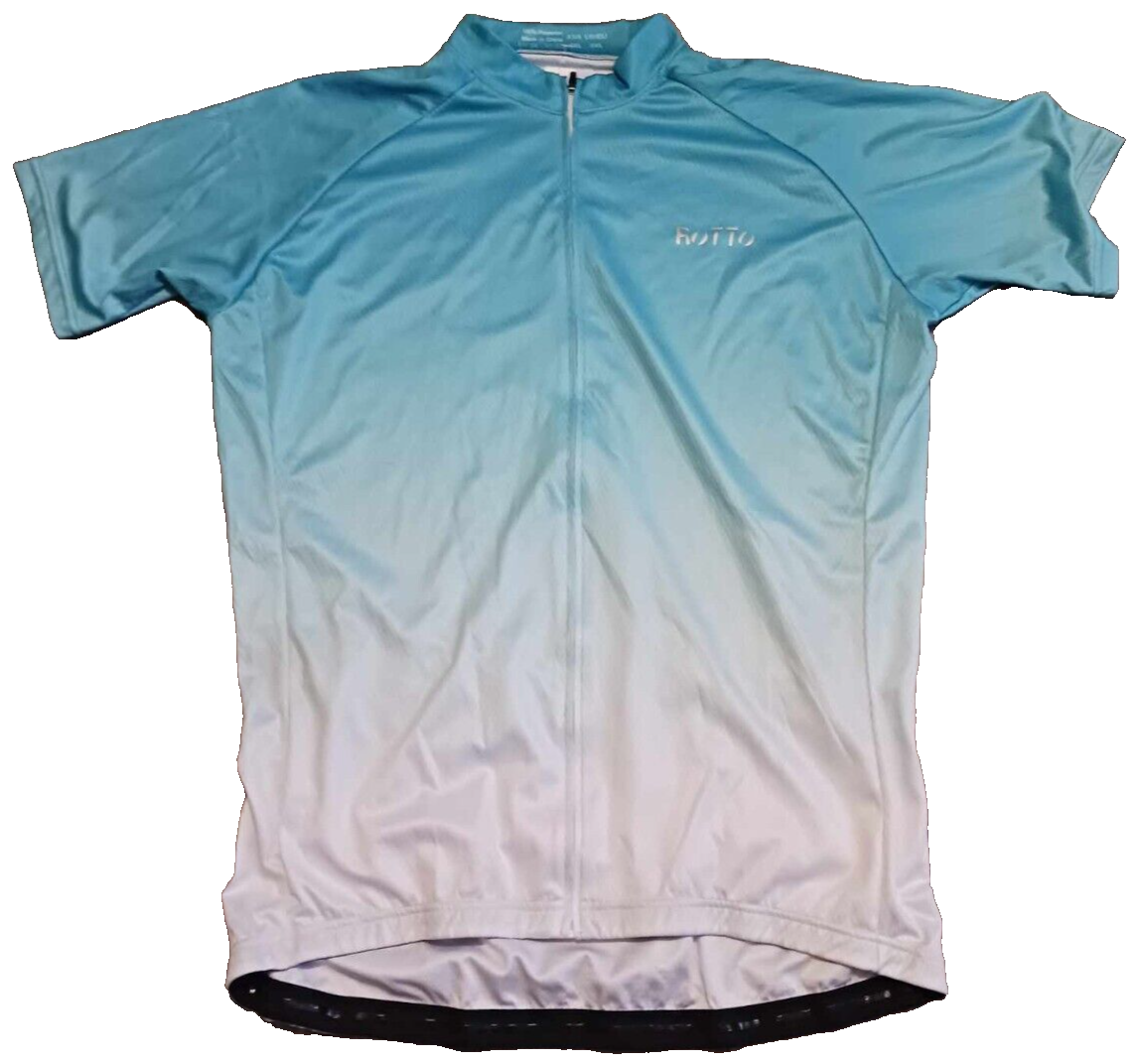 Rotto Mens 3XL Blue White Bike Cycling Bicycle Jersey Full Zipper Short