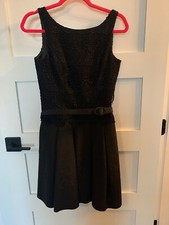 Black Market White House  Little Black Dress- Lace Overlay Belted- Sz. 2 Pockets