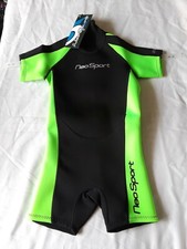 Neosport Wetsuit Shorty 2mm, Child Size 6, Black/Green New With Tags 