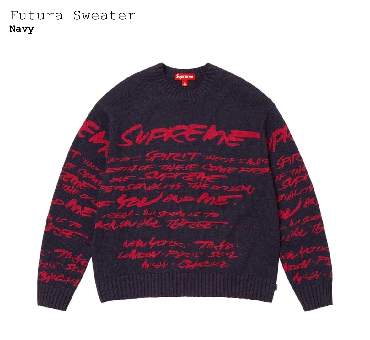 Pull neuf Supreme x Futura rouge marine   taille M   SS24